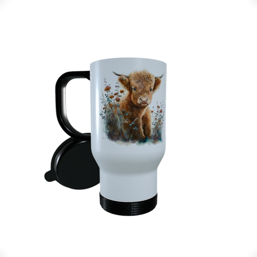 Highland Cow Travel Mug, Thermal Coffee Mug, Cow Travel Mug